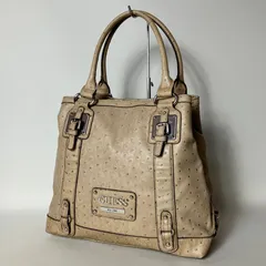 2510-367｜極美品｜ゲス ハンドバッグ レザー オーストリッチ ベージュ