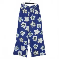 ユニクロ UNIQLO マルニ MARNI フラワープリント ワイド イージーパンツ コットン 花柄 M 青 ブルー