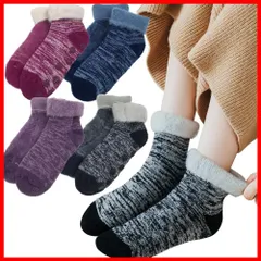 発熱 ふわふわ 柔らかい モコモコ 暖かい靴下 裏起毛 防寒 プレゼント 脱げにくい 超厚手 抗菌防臭 ルーム靴下 レディースソックス 自宅 4足セット」冬 [IFSUN]