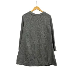 スタイルシー StyleSea ニット セーター チュニック 長袖 クルーネック 無地 ウール混 グレー アイボリー