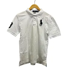 ポロ バイ ラルフローレン Polo by Ralph Lauren ポロシャツ 半袖 ロゴ刺繍 コットン 0200017660 L 白 ホワイト 紺 ネイビー