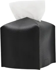 HAPPY SUGAR ティッシュケース おしゃれ ティッシュカバー ハーフサイズ 半分サイズ コンパクト 北欧 インテリア 車 ペーパータオル (ブラック,  ハーフサイズ)