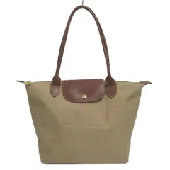 ロンシャン LONGCHAMP ル プリアージュ トートバッグ 2605089841 ロゴ レザー ナイロンキャンバス ベージュ系 ブラウン 茶
