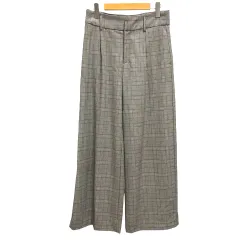 ザラ トラファルック ZARA Trafaluc パンツ スラックス ワイド チェック ロング丈 S グレー