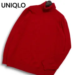 【新品 未使用】 UNIQLO ユニクロ 秋冬 カシミヤ100%★ タートルネック ニット セーター Sz.XXL　メンズ 赤 大きいサイズ