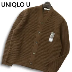 【新品 22AW】 UNIQLO U ユニクロ ユー ルメール プレミアム ラム★ リブ Vネック カーディガン 羽織り Sz.L メンズ 未使用