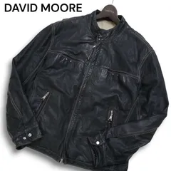 DAVID MOORE デイビッド・ムーア 秋冬 本革 リアル レザー★ ライダース ジャケット ブルゾン Sz.50 メンズ 黒 大きいサイズ