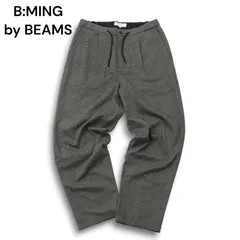 B:MING by BEAMS ビームス 秋冬 ストレッチ★ グレンチェック テーパード イージー パンツ Sz.M メンズ 灰 グレー