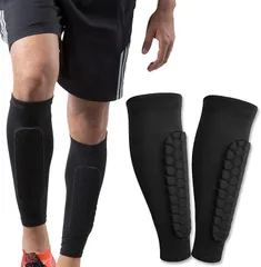 HAPPY SUGAR サッカー すねあて サポーター 脛ガード レガース シンガード ストッパー ソックス 靴下 耐衝撃 保護具 左右セット (ブラック,  L)