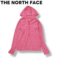 【美品】 ゴールドウィン製 ノースフェイス THE NORTH FACE トワイライト フーディー ハーフジップ パーカー ラグランスリーブ L ボーダー柄 ピンク アウトドア カジュアル ウェア レジャー トラベル タウンユース レディース ♪