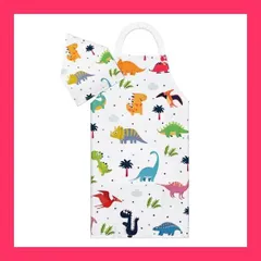 【スタッフおすすめ！】[Athbavib] キッズエプロン かわいい恐竜 ホワイト 三角巾付き ポケット付き 子供エプロン 前掛け 調節可能 50*60cm 防水コットン 男の子 女の子 幼稚園 小学生 手入れ簡単 キッチン お手伝い 家庭