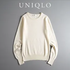 759t*美品 UNIQLO ユニクロ カシミヤ 100% クルーネックセーター S オフホワイト