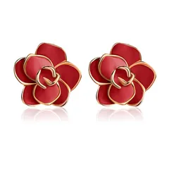 【数量限定】結婚式 金属アレルギー対応 お呼ばれ 可愛い 小顔 大人 シンプル k18金RGP スタッドピアス おしゃれ 花 カジュアル ローズ 上品 薇 人気 母の日ギフト【ギフトBOX付き】 レディース (レッド ピアス ピアス) バラ