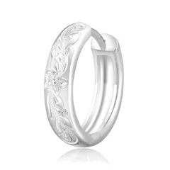 【数量限定】【片耳】 レディースピアス 15mm ハワイアンジュエリー プルメリア 彫り 金属アレルギー対応 シルバー/ピンク/ゴールド/ブラック フープピアス リングぴあす 男女兼用 14金メッキ KRKC&CO 18G シンプル おしゃれ