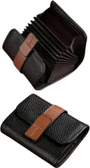 HILLVILLAGE カードケース コインケース 小銭 収納 ボタン式 カード入れ 小銭入れ 財布 洗練されたデザインで贈り物にも最適 クレカ クレジットカード じゃばら 大容量 軽量 (ブラック,  じゃばら式20ポケット)