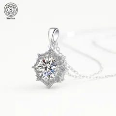 【一瞬で華やぐ、1カラット】モアサナイト ネックレス フラワー S925 シルバー 18Kホワイトゴールド GRA鑑定書 VVS 大人 上品 高見え レディース ギフトプレゼント 誕生日 記念日 moissanite 1ct flower necklace