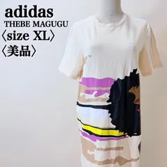 アディダス THEBE MAGUGU コラボ Tシャツワンピース XL アイボリー ホワイト アート グラフィック オーバーサイズ 美品 レア ストリート レディース J4218【フォロアー様10％クーポン】