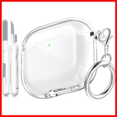 第4世代用ケースカバー 2024、ミリタリーグレードの耐衝撃性、AirPods AirPods 4用ソフトTPU 黄ばみ防止ケース、クリーニングキットとかわいい丸型バックル付き、クリアホワイト