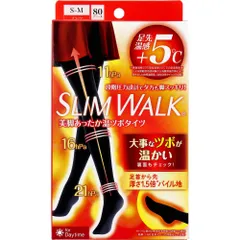 【3セット】スリムウォーク 美脚あったか温ツボタイツ 80デニール ブラック S-Mサイズ