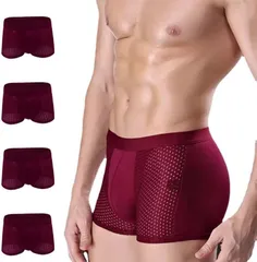 SMART STORE JAPAN ボクサーパンツ スポーツトレーナー監修 メンズ ボクサーブリーフ 下着 トレーニング ワークアウト クールテクノロジーによる持続的冷却効果 速乾 通気性 (ワインレッド4枚セット,  L Regular)