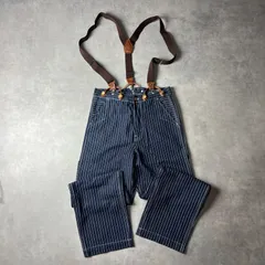 🟥新品未使用🟥　ウォバッシュ　デニム　ワイド　ストレート　パンツ　ヒッコリー　ストライプ　サスペンダー付き　セットアップ