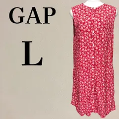 【美品】ギャップ GAP 花柄 ノースリーブワンピース 膝丈 L 赤 レッド