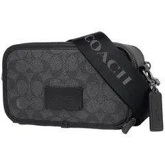 コーチ COACH ワイアット クロスボディ バッグ シグネチャー ショルダーバッグ コーティングキャンバス ブラック グレー レディース 【中古】