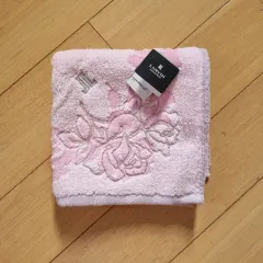 日本 LANVIN ランバン ピンク フラワーパターン ハンドタオル