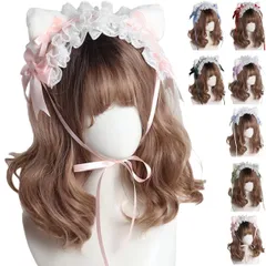 新品 [Ligwon] 猫耳 カチューシャ ロリータ ヘッドドレス ネコ耳 リボン ヘアアクセサリー 髪飾り 蝶結び レース ねこ耳 ゴスロリ メイド 森ガール ヘッドアクセサリー かわいい ハロウィン パーティー イベント 学園祭 文化祭 お茶会