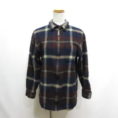 ローレンラルフローレン LAUREN RALPH LAUREN チェック柄 ジップアップ ウール ジャケット ブルゾン M ボルドー×ネイビー ☆AA★のサムネイル