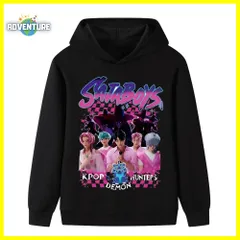 KPOPガールズ! デーモン・ハンターズ 長袖パーカー黒ブラック　サジャボーイズ ハントリックス薄手トップス 110 120 130 140 150 160 女の子 服 キッズ子供 アニメ 映画 demon hunters 韓国 TS B1229