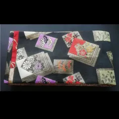 半幅帯　華やかな花模様　リユース品　⑥　Half-width obi with a gorgeous floral pattern, reused item