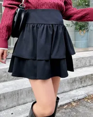 INGNI イング ティアードミニスカパン 二段ティアード ミニスカートフレア  Aライン ガーリー 大人カジュアル ダブルフリル