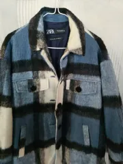 ザラ ブルー CHECK ショート ジャケット