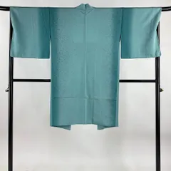 【美品】 羽織 身丈107.5cm 裄丈67cm M 地紋 ぼかし 銀糸 緑 正絹 逸品 【中古】