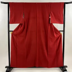 色無地 身丈159.5cm 裄丈63.5cm S 袷 赤 正絹 優品 一つ紋 【中古】