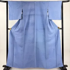 色無地 身丈161cm 裄丈64.5cm M 袷 水色 正絹 優品 一つ紋 【中古】