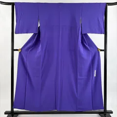 色無地 身丈154cm 裄丈63cm S 袷 落款 紫 正絹 秀品 一つ紋 【中古】