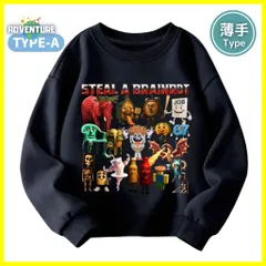 ロブロックス ブレインロットを盗む Steal a Brainrot 長袖Tシャツ ロンT 薄手Tシャツ トレーナーA 黒ブラック トップス110 120 130 140 150 子供服キッズ服ROBLOX スティール ア ブレインロット ゲーム  KK