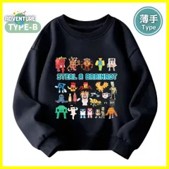 ロブロックス ブレインロットを盗む Steal a Brainrot 長袖Tシャツ ロンT 薄手Tシャツ トレーナーB 黒ブラック トップス110 120 130 140 150 子供服キッズ服ROBLOX スティール ア ブレインロット ゲーム  KK