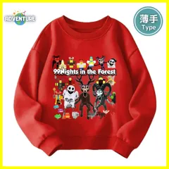 ロブロックス 99日生き残る 長袖Tシャツ ロンT 薄手Tシャツ トレーナーA レッド赤 トップス110 120 130 140 150 子供服キッズ服ROBLOX ディアモンスター 鹿シカ 99Nights in the forest 森 ゲーム  KK