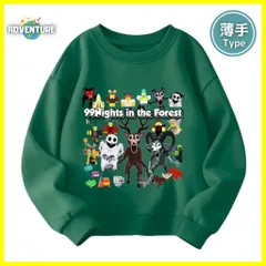 ロブロックス 99日生き残る 長袖Tシャツ ロンT 薄手Tシャツ トレーナーA 緑グリーン トップス110 120 130 140 150 子供服キッズ服ROBLOX ディアモンスター 鹿シカ 99Nights in the forest 森 ゲーム  KK