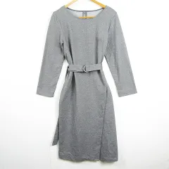 ロペピクニック ROPE Picnic ワンピース 長袖 ロング丈 ベルト付き ストレッチ 綿 40 グレー kz12366