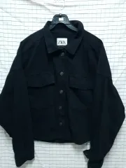 ザラ ブラック デニム クロップド ジャケット オーバーサイズ ブラック