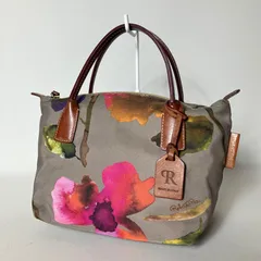 2510-383｜美品｜ロベルタピエリ ハンドバッグ グレー 花柄