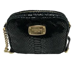 MICHAEL KORS(マイケルコース) ショルダーバッグ - 黒 パイソン柄/チェーンショルダー/ミニバッグ レザー