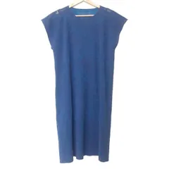 PLEATS PLEASE(プリーツプリーズ) ワンピース レディース美品  - ブルー×ネイビー クルーネック/ノースリーブ/ロング/メッシュ/総柄