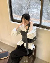 新品) イヅカミン チューブトップ タイ set チャコール