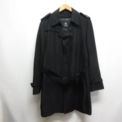 バーバリーブラックレーベル BURBERRY BLACK LABEL 美品 ウール混 トレンチ コート キルティングライナー付き L 黒 ブラック D1B73-406-09 ベルト付き 正規品