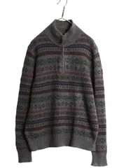 【お得なクーポン配布中!】 ポロ ラルフローレン ハーフジップ ニット セーター メンズ L / ウール カシミヤ 長袖セーターフェアアイル ハイネック 総柄 ノルディック